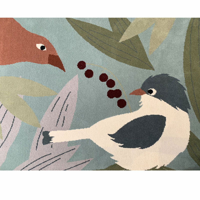 detail tapis oiseaux little cabari olinka